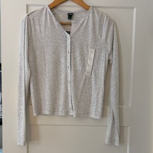 NWT! Wild Fable Light Gray Button-Down Pointelle Cardigan